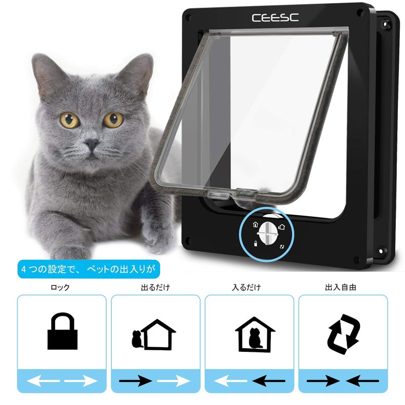 CEESC Extra Large Cat Door (Outer Size 11.6" x 9.8"), Rotary 4 Way Locking Cat Door for Interior Exterior Doors, Weatherproof Pet Door for Cat & Doggie with Circumference < 24.8",Upgraded Version - Image 2